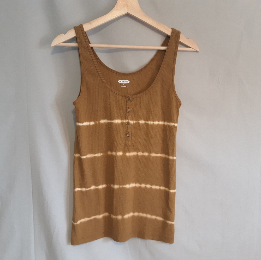 Old Navy | Tan tie-dyed striped ribbed tank